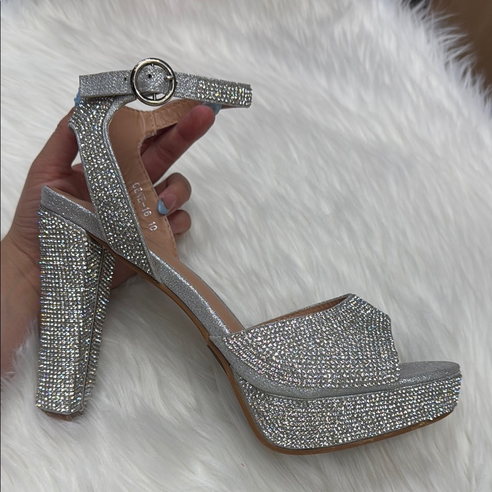 Elegant Silver Platform High Heels